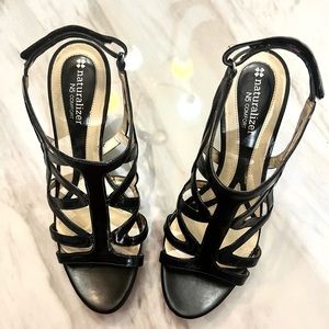 Strappy black heels